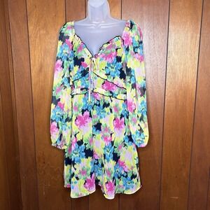 Miss Selfridge Dress Women's M Multi Floral Boho Fairy Coquette Festival Y2K